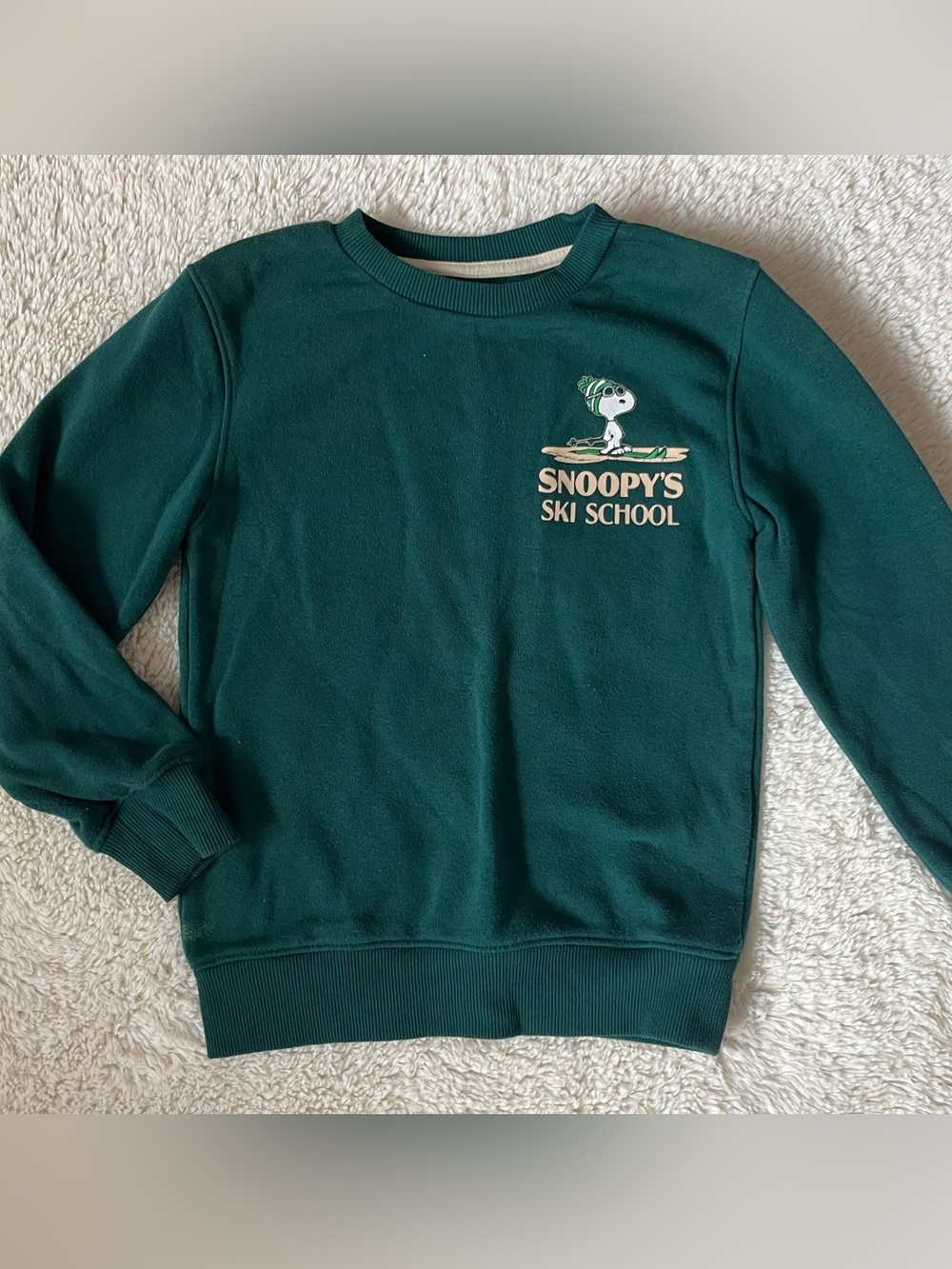 Hybrid Apparel Snoopy's Ski School Green Crewneck Sweatshirt Sz S (5/6)